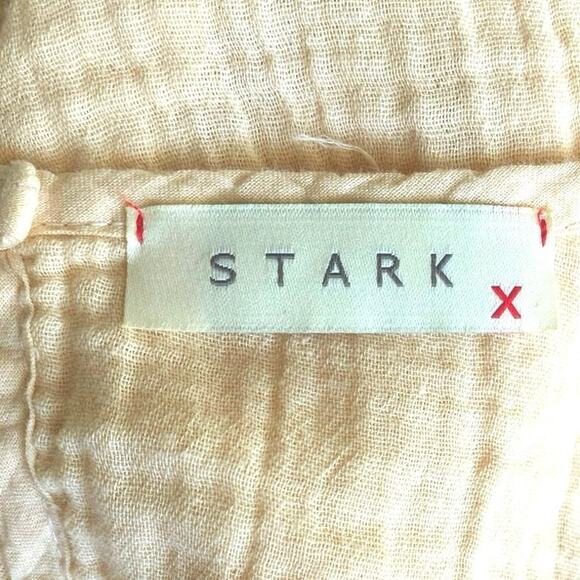 STARK X Muslin Gauze Raw Hem Oversized Top XS Butter Yellow Fairy Flutter Sleeve - Picture 6 of 8